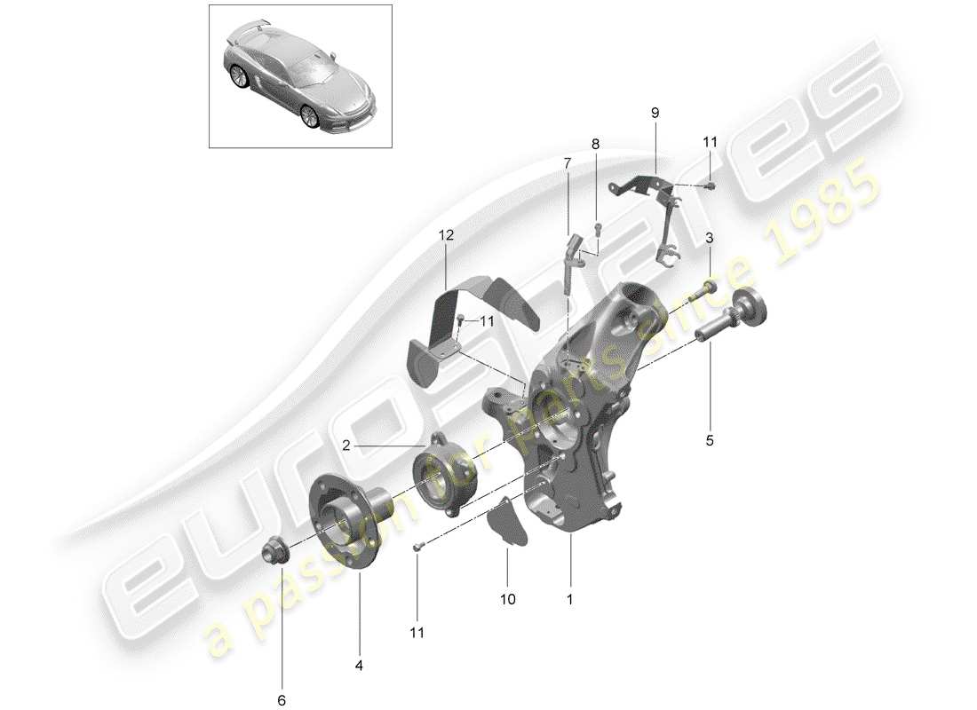 Porsche Cayman GT4 (2016) wheel carrier Part Diagram