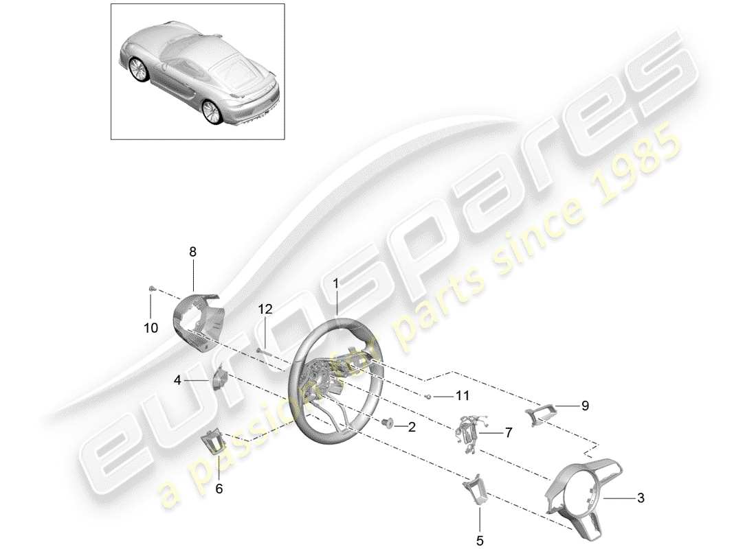 Porsche Cayman GT4 (2016) Steering Wheels Part Diagram