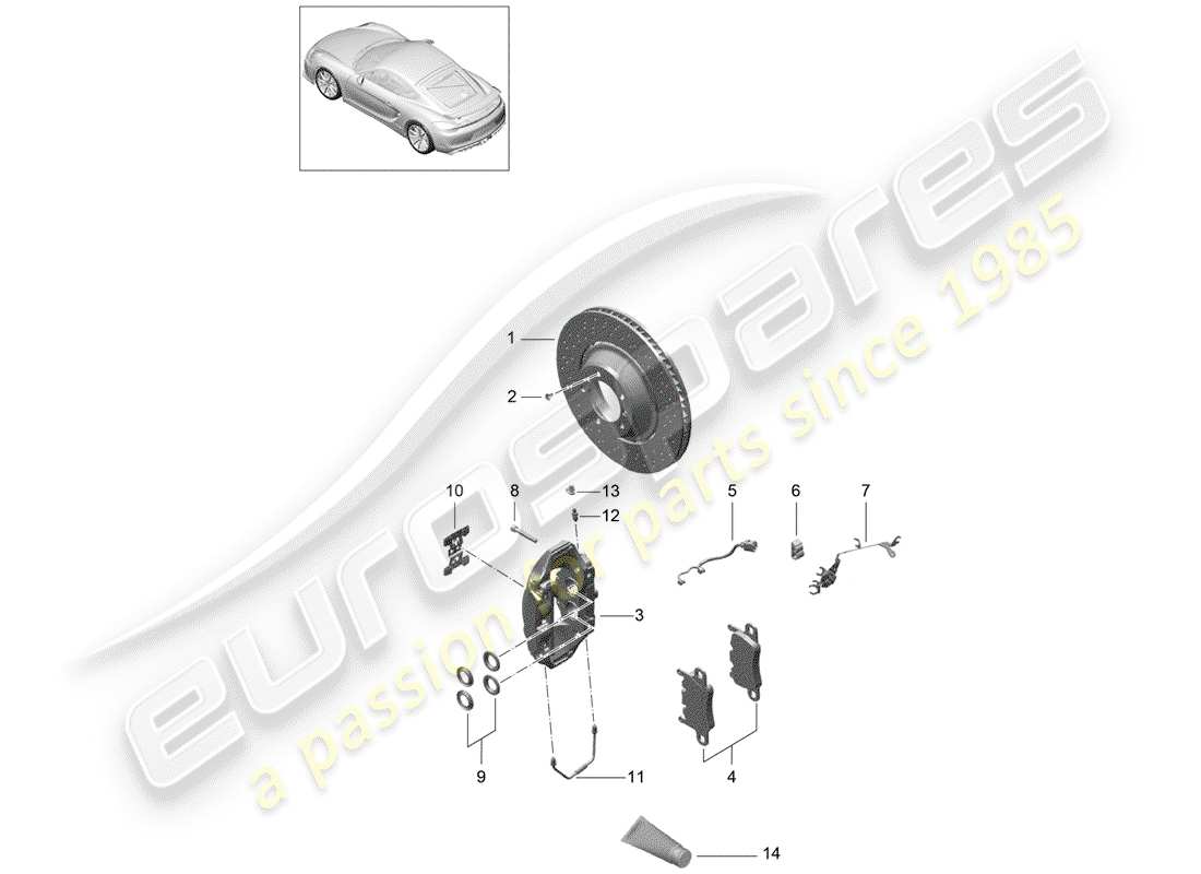 Porsche Cayman GT4 (2016) disc brakes Part Diagram