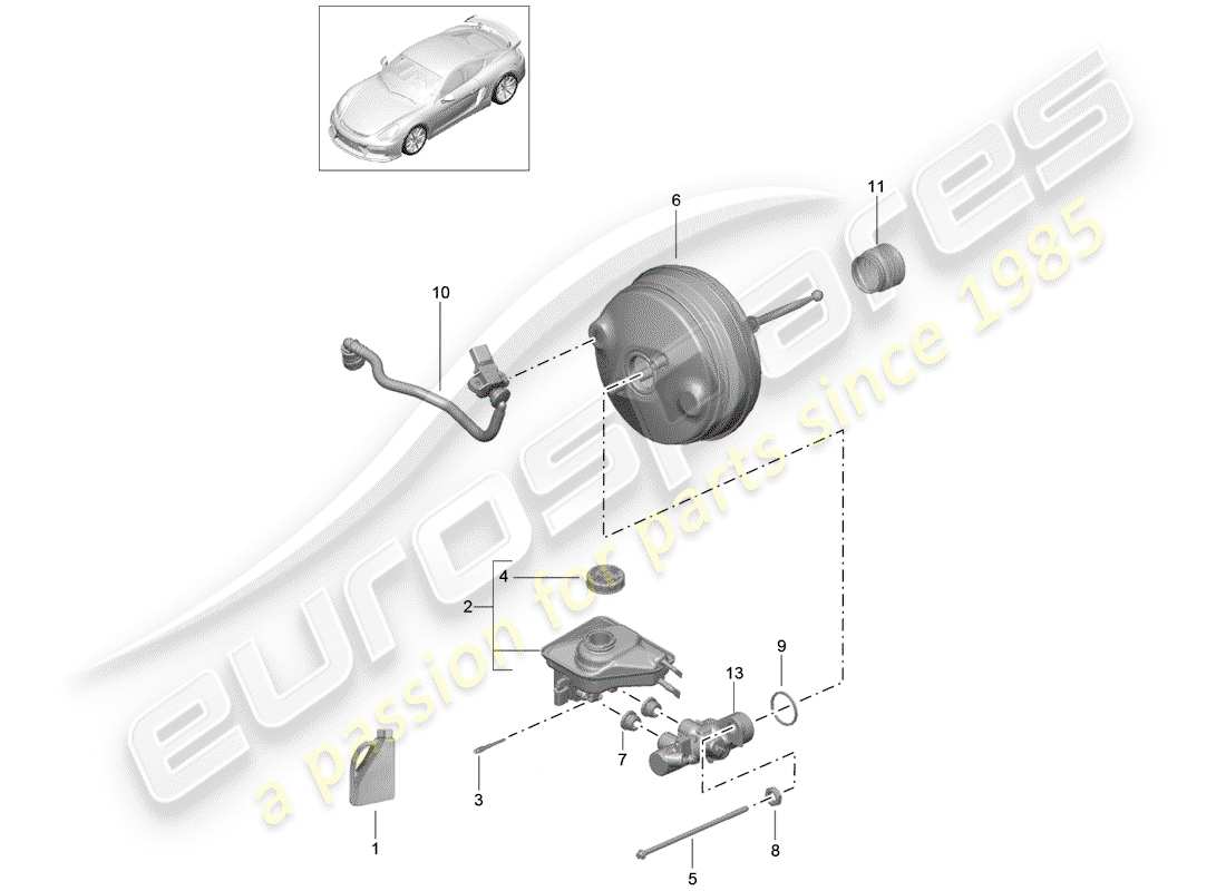 Porsche Cayman GT4 (2016) brake master cylinder Part Diagram