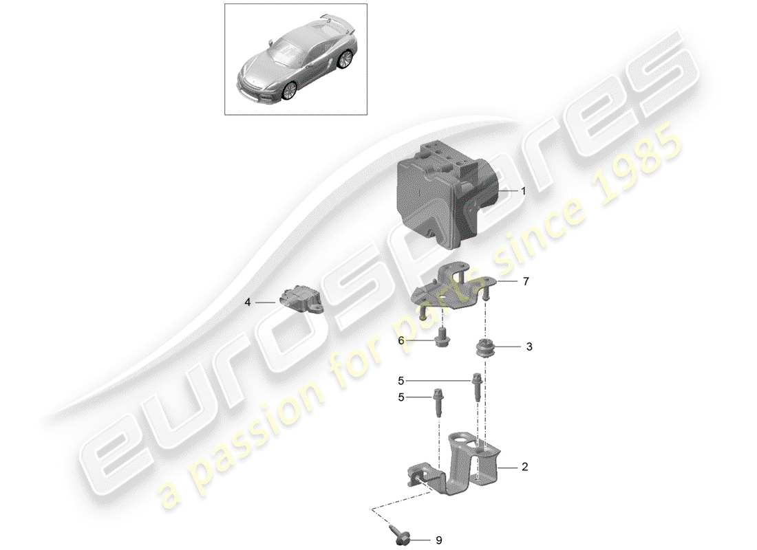 Porsche Cayman GT4 (2016) hydraulic unit Part Diagram