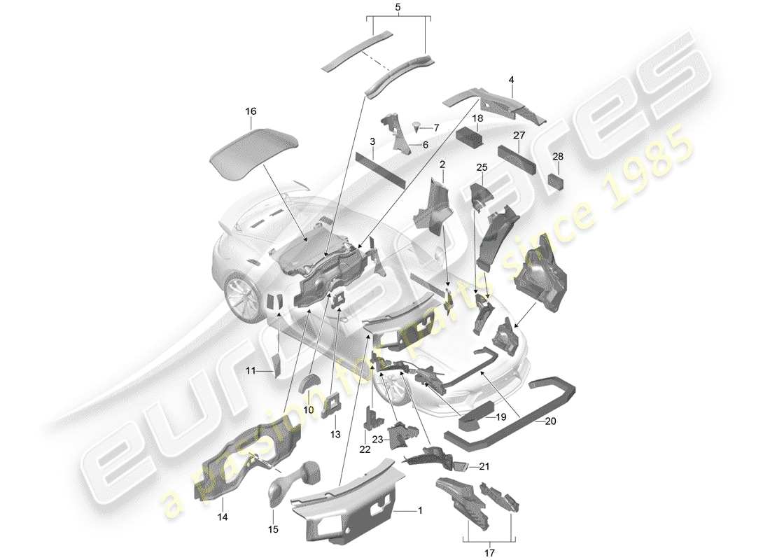Porsche Cayman GT4 (2016) Body Shell Part Diagram