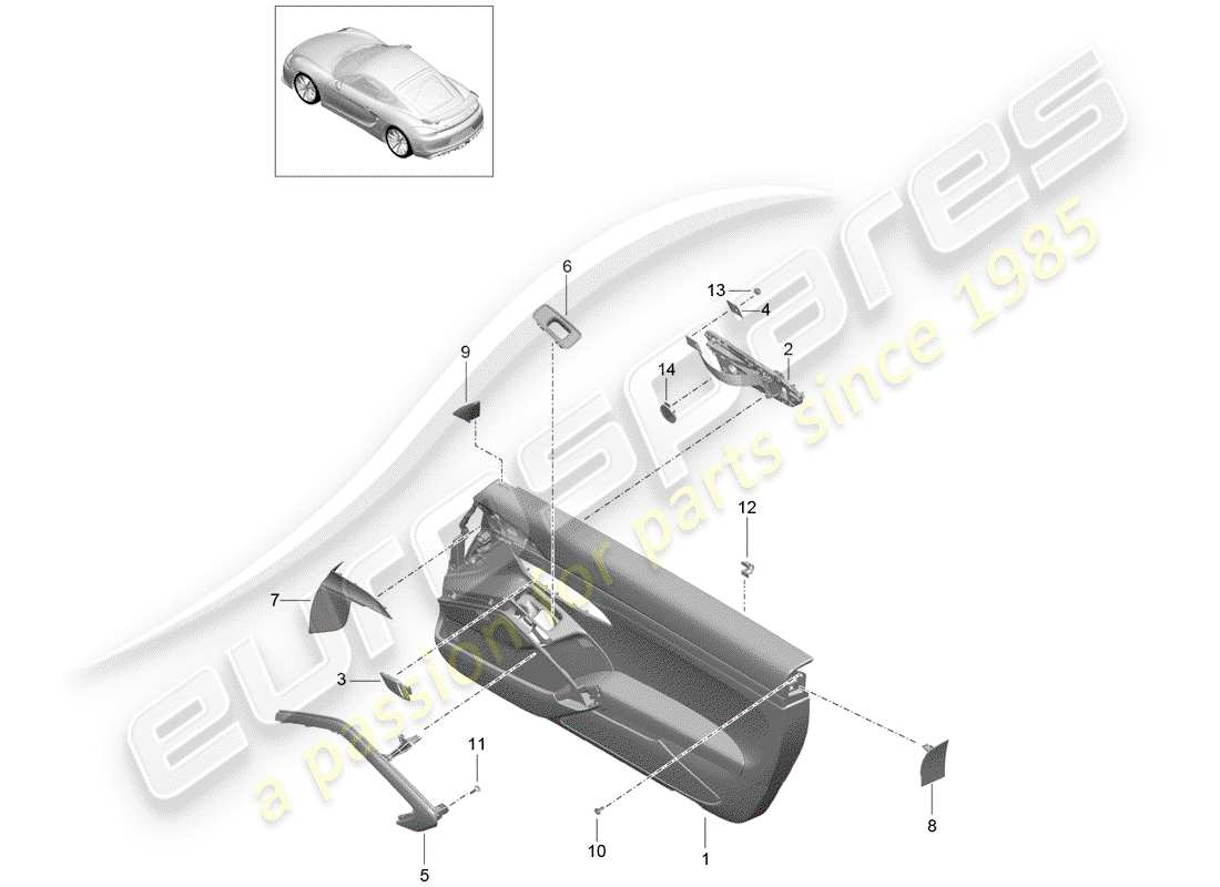 Porsche Cayman GT4 (2016) DOOR PANEL Part Diagram