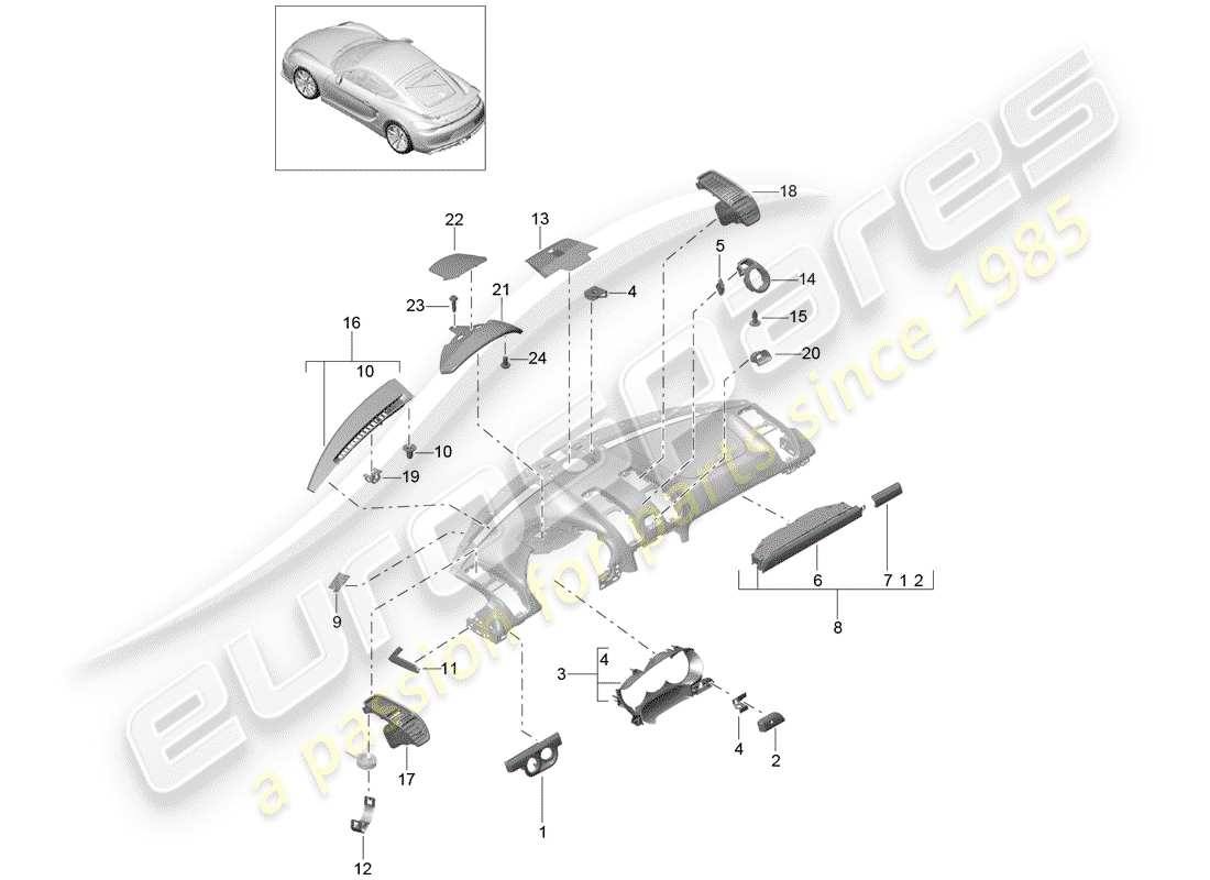 Porsche Cayman GT4 (2016) Accessories Part Diagram