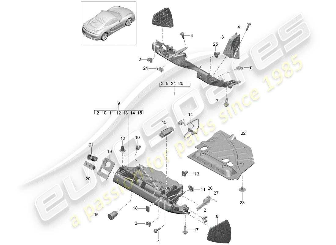 Porsche Cayman GT4 (2016) GLOVE BOX Part Diagram