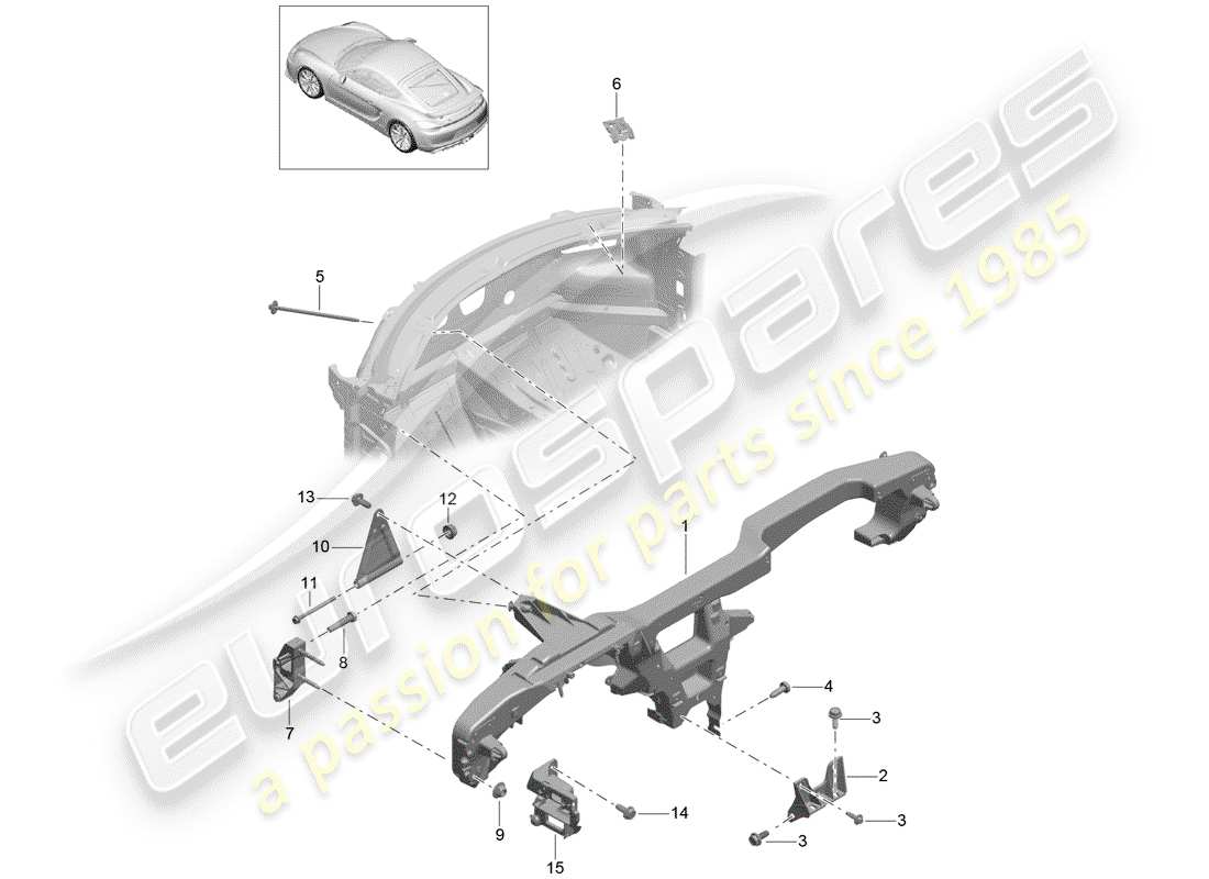 Porsche Cayman GT4 (2016) retaining frame Part Diagram