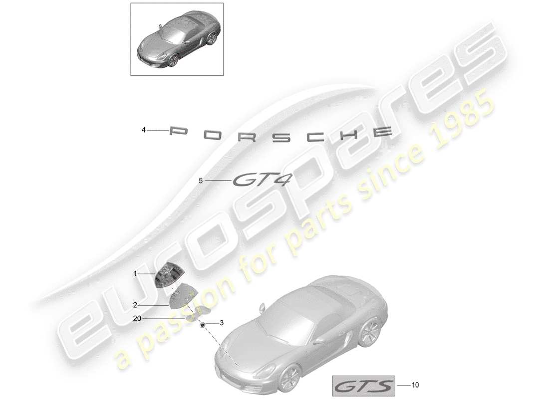 Porsche Cayman GT4 (2016) nameplates Part Diagram