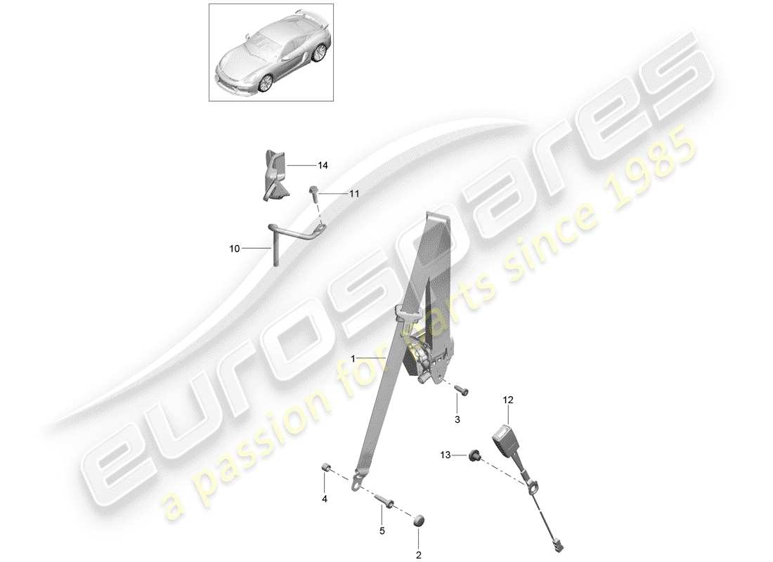 Porsche Cayman GT4 (2016) SEAT BELT Part Diagram