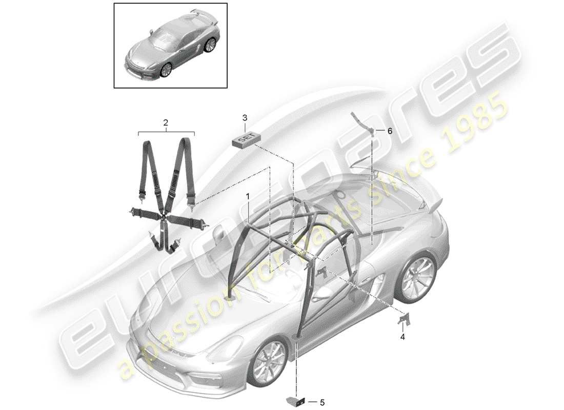 Porsche Cayman GT4 (2016) Accessories Part Diagram