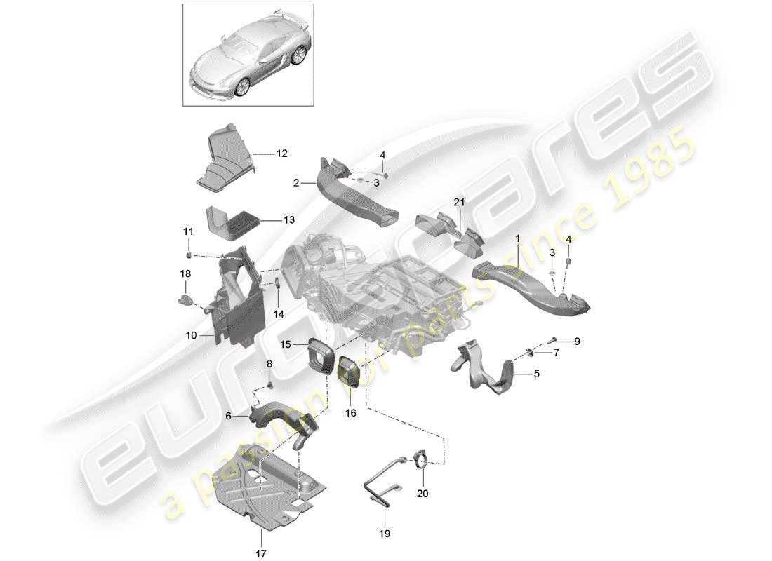 Porsche Cayman GT4 (2016) AIR DUCT Part Diagram