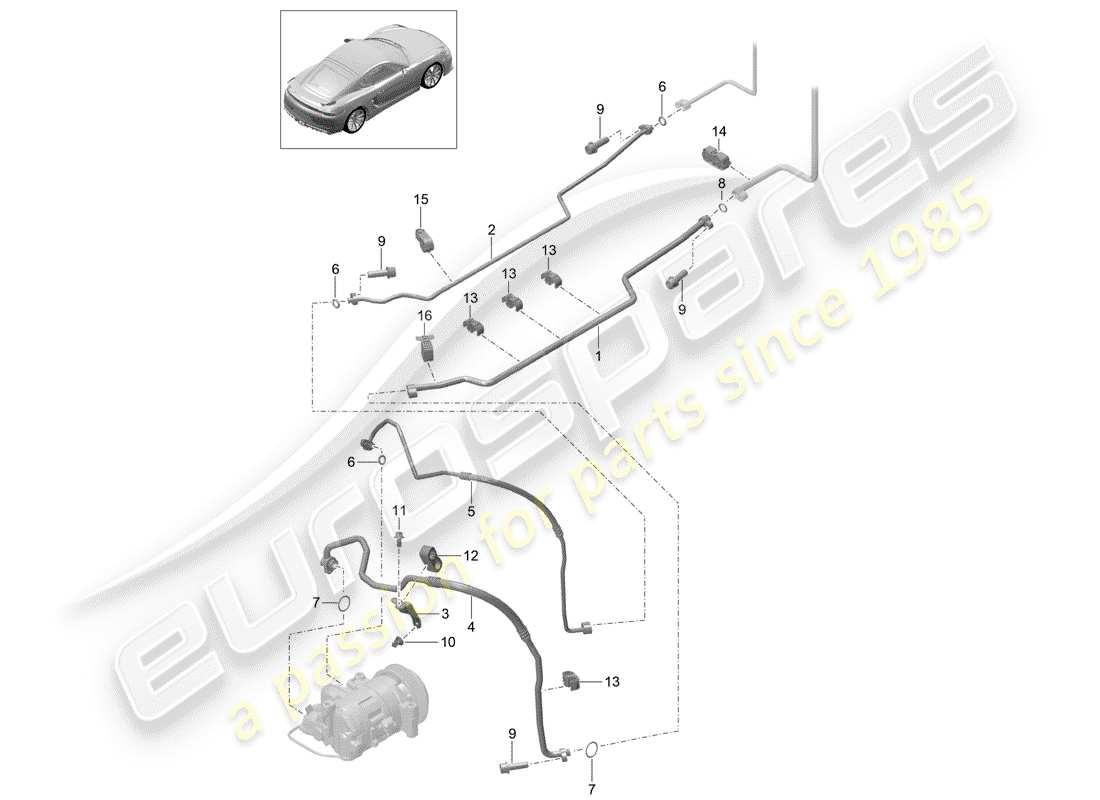 Porsche Cayman GT4 (2016) REFRIGERANT CIRCUIT Part Diagram