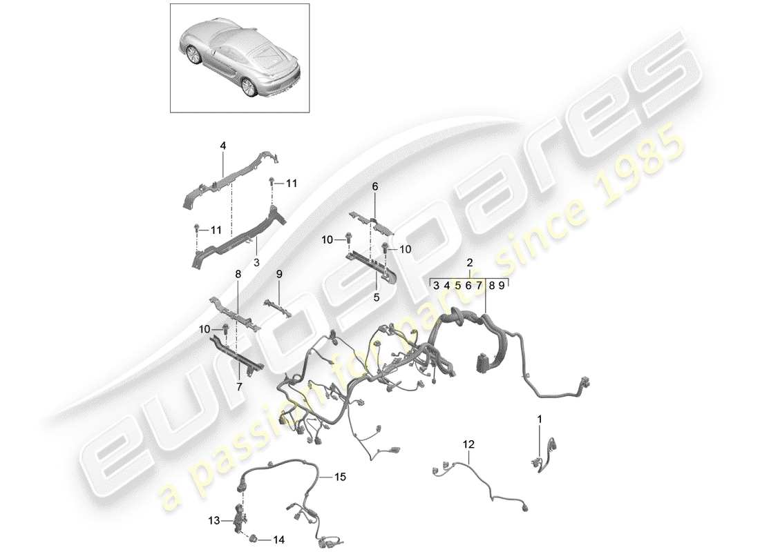 Porsche Cayman GT4 (2016) wiring harnesses Part Diagram