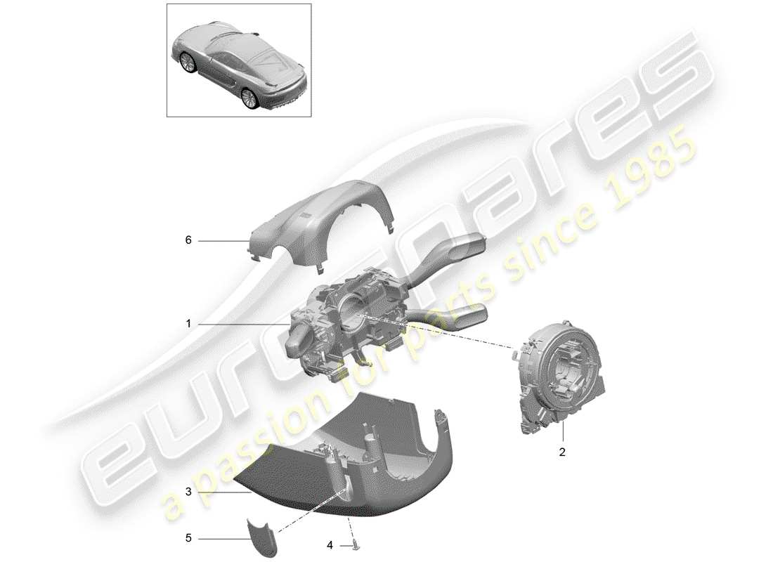 Porsche Cayman GT4 (2016) STEERING COLUMN SWITCH Part Diagram
