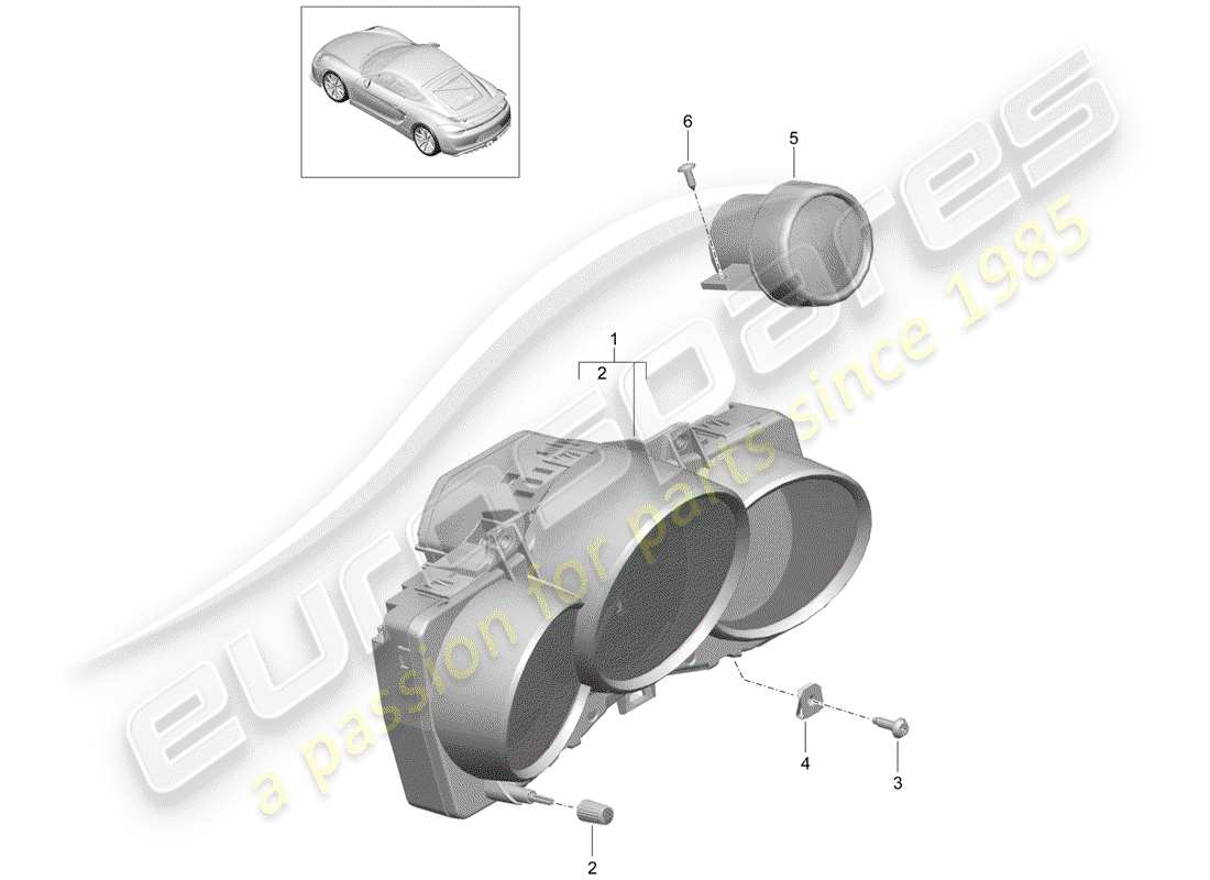 Porsche Cayman GT4 (2016) INSTRUMENT CLUSTER Part Diagram