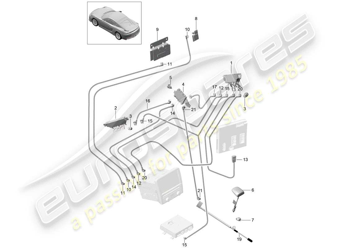 Porsche Cayman GT4 (2016) antenna booster Part Diagram