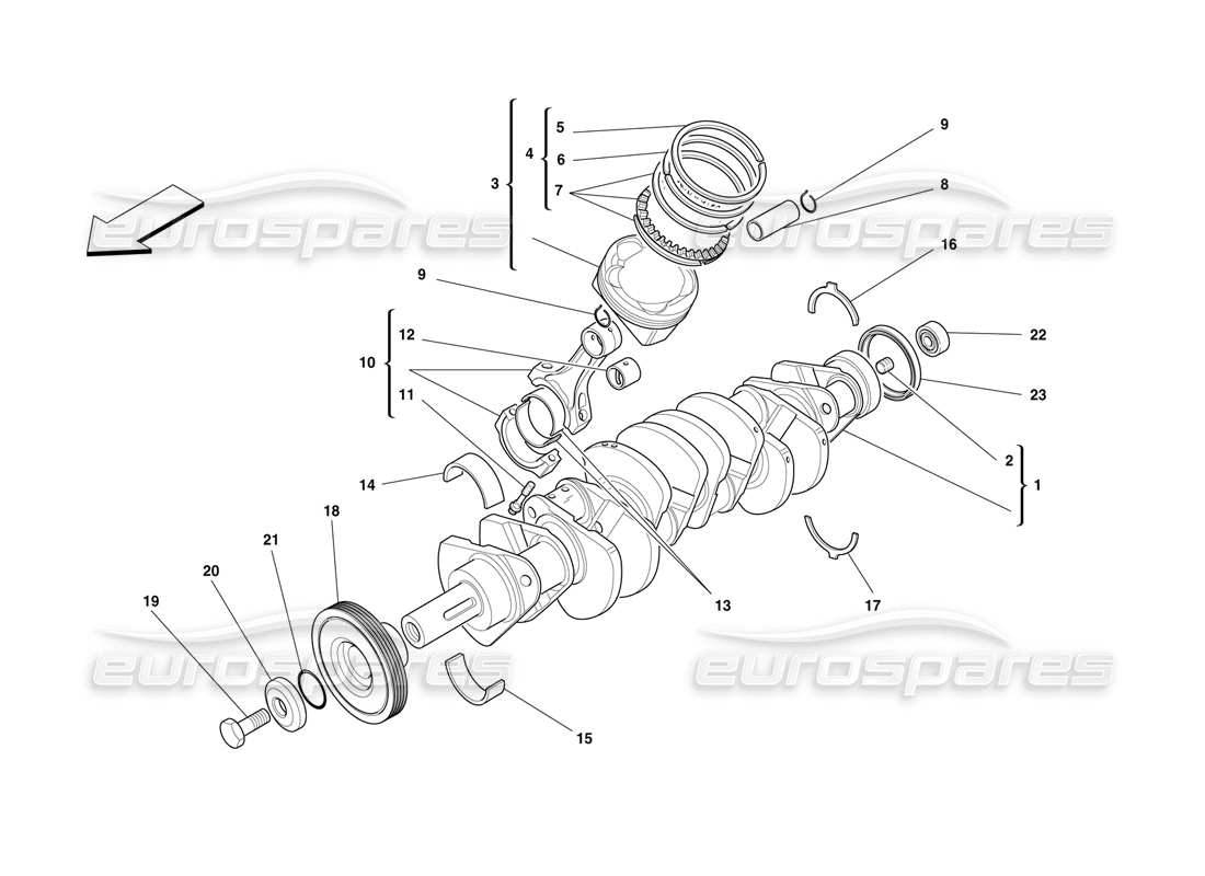 Ferrari F50 driving shaft - connecting rods and pistons Part Diagram
