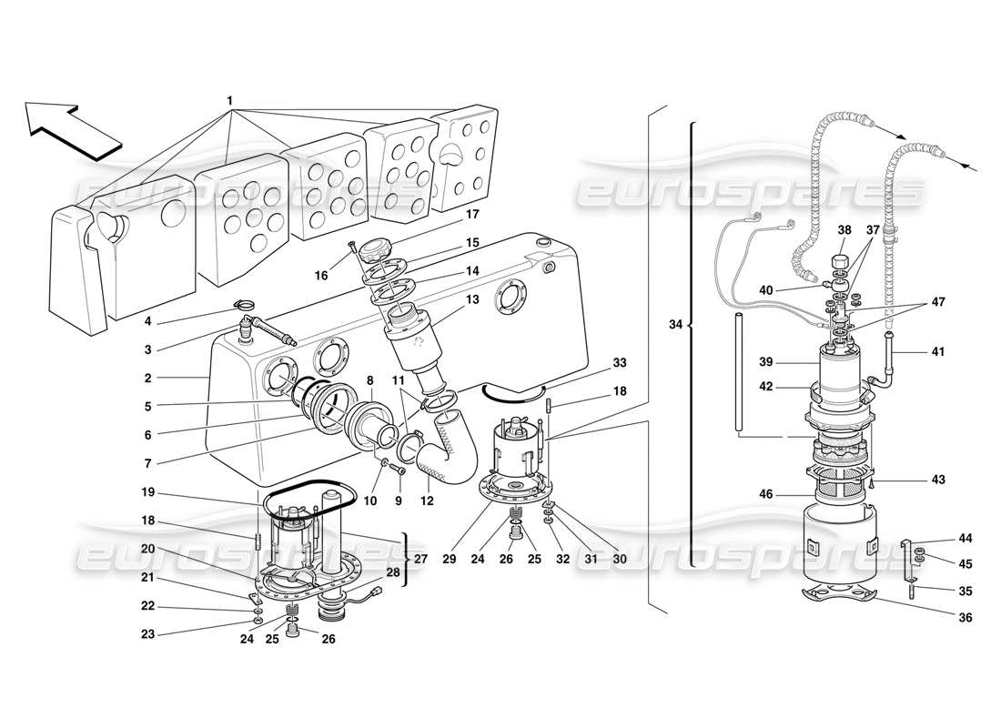 Ferrari F50 Fuel Tank and Pump Part Diagram