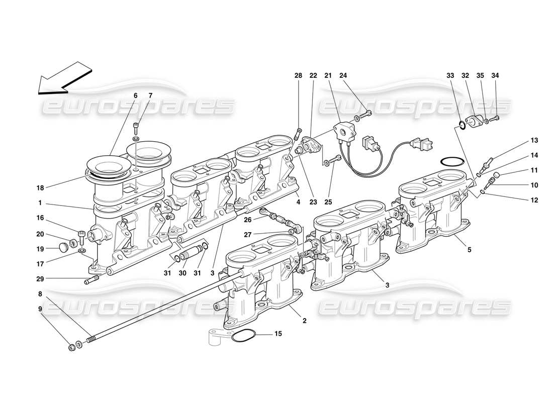 Ferrari F50 Throttle Holders Part Diagram