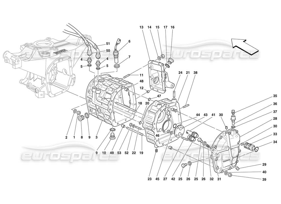 Ferrari F50 Rear Part Gearboxes Housing - Covers and Lubrication Part Diagram