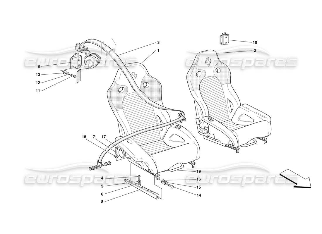 Ferrari F50 Seats and Safety Belts -Not for USA- Part Diagram
