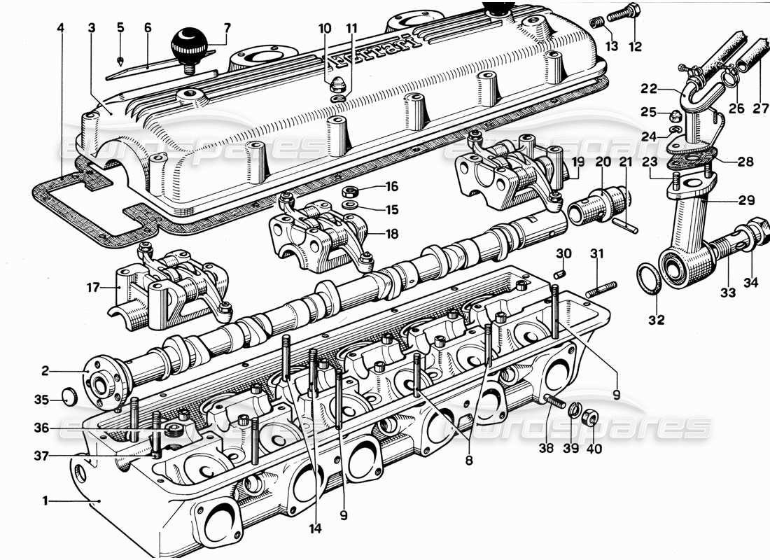 Ferrari 365 GT 2+2 (Mechanical) Cylinder Head (Left) Part Diagram