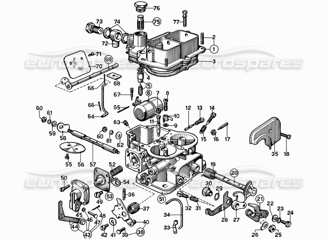 Ferrari 365 GT 2+2 (Mechanical) Weber Carburettor (40 DFI-5) Part Diagram