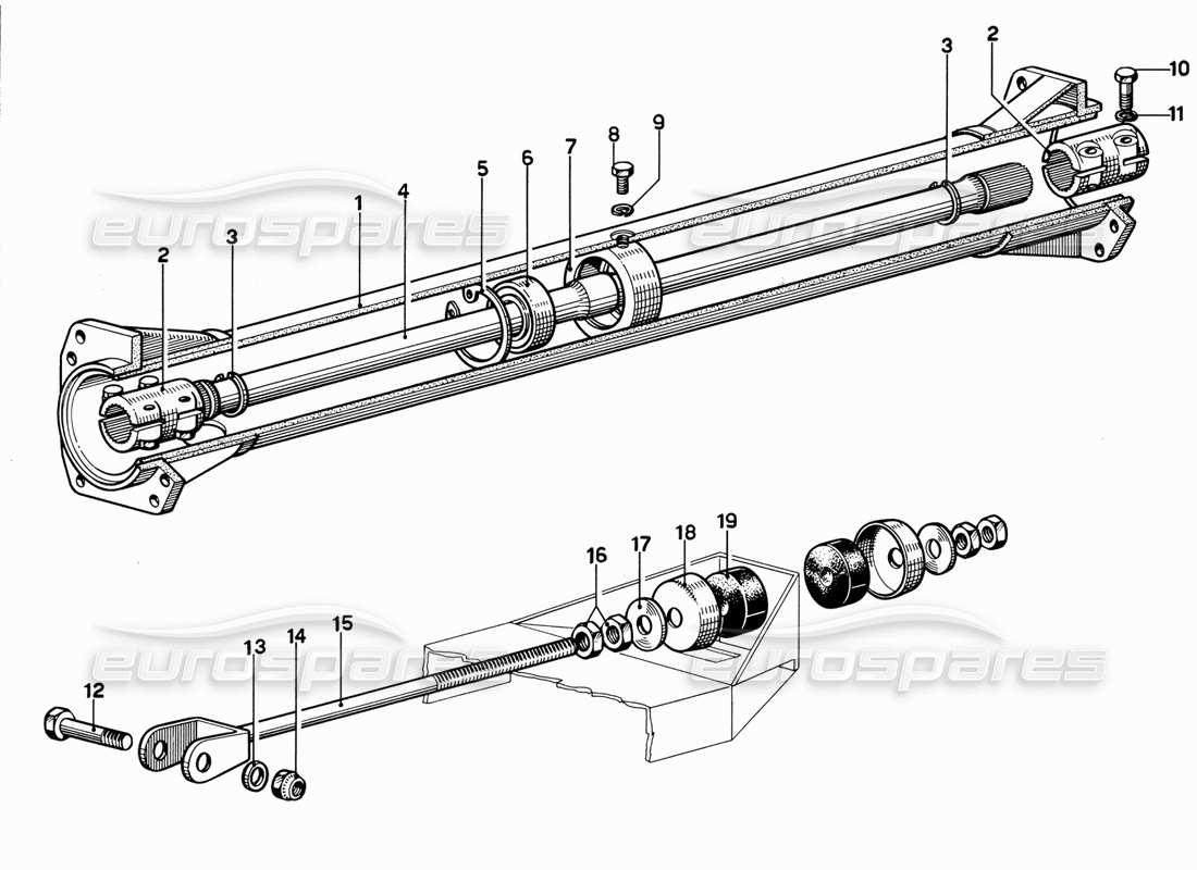Ferrari 365 GT 2+2 (Mechanical) transmission shaft Part Diagram