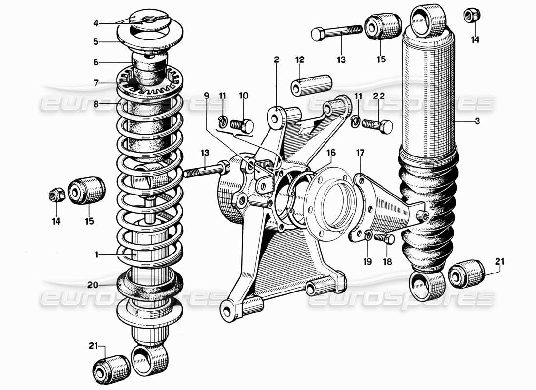 Diagram of a mechanical shock absorber.