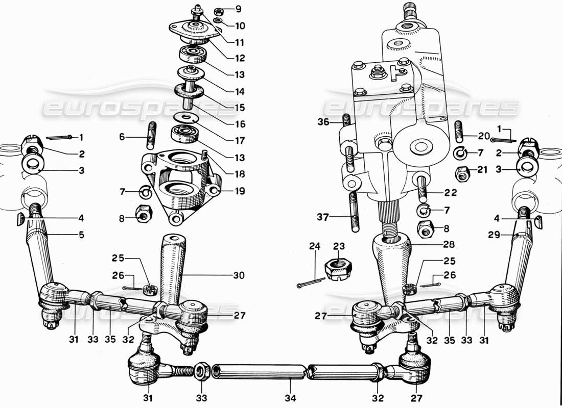 Ferrari 365 GT 2+2 (Mechanical) Steering Linkage Part Diagram