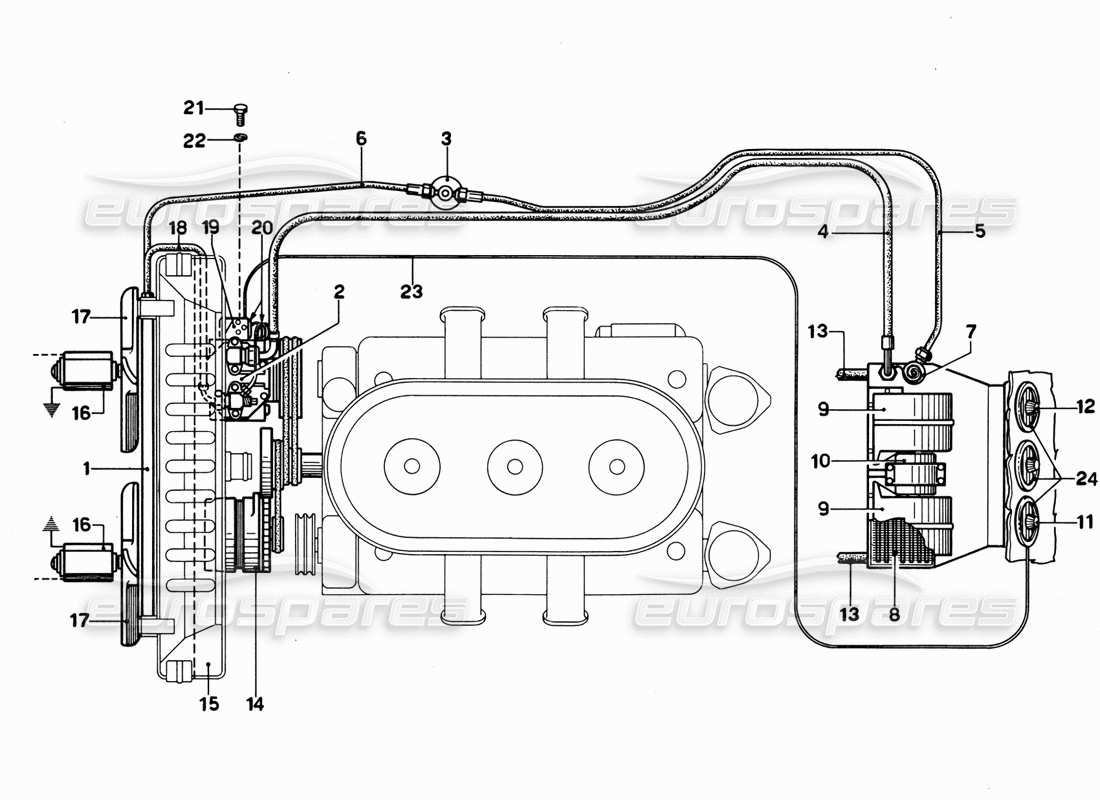 Ferrari 365 GT 2+2 (Mechanical) Air Conditioning Layout Scheme Part Diagram
