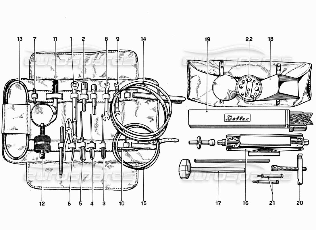 Ferrari 365 GT 2+2 (Mechanical) Tool-Kit Part Diagram