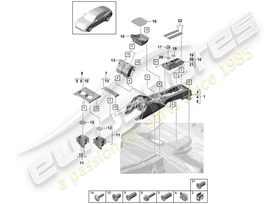 Panamera 971 (2020) CENTER CONSOLE Parts Diagram (809-030)