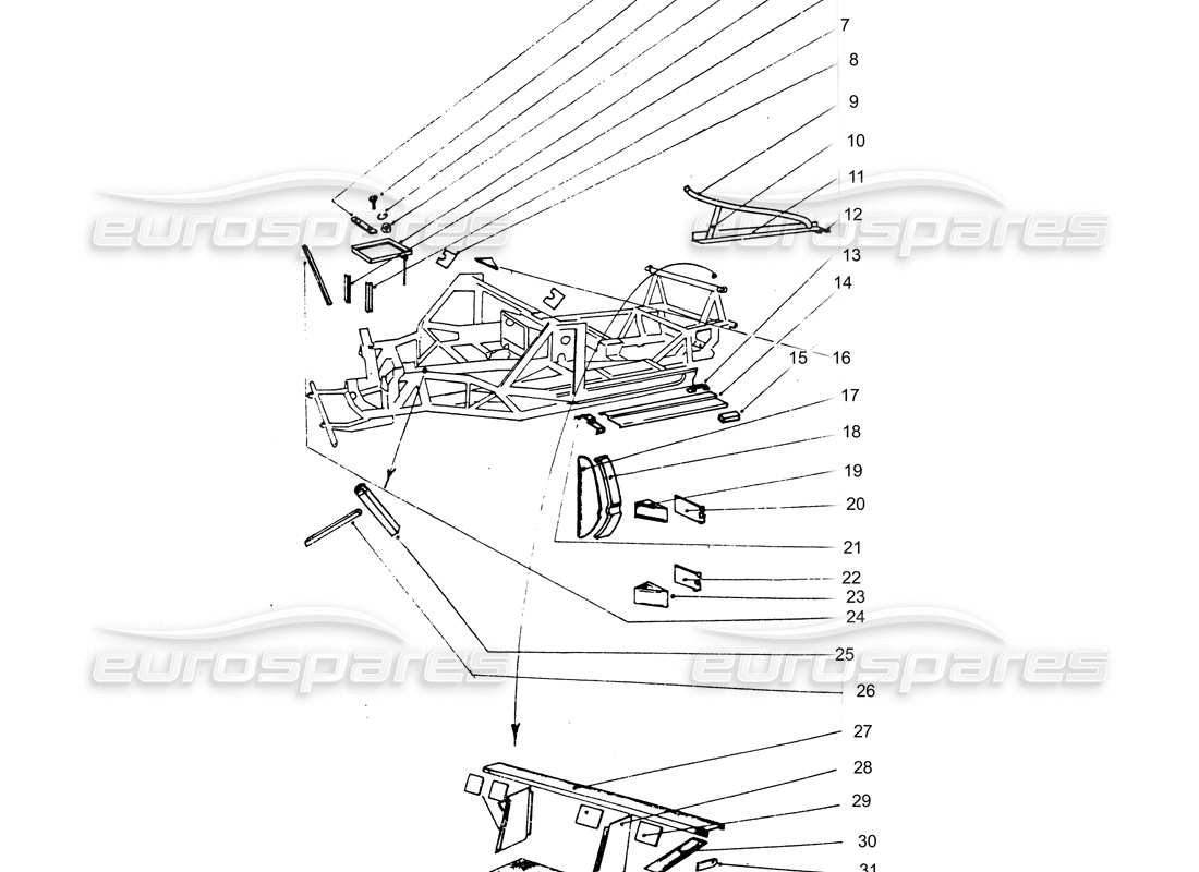 Ferrari 365 GTB4 Daytona (Coachwork) Inner panels Part Diagram