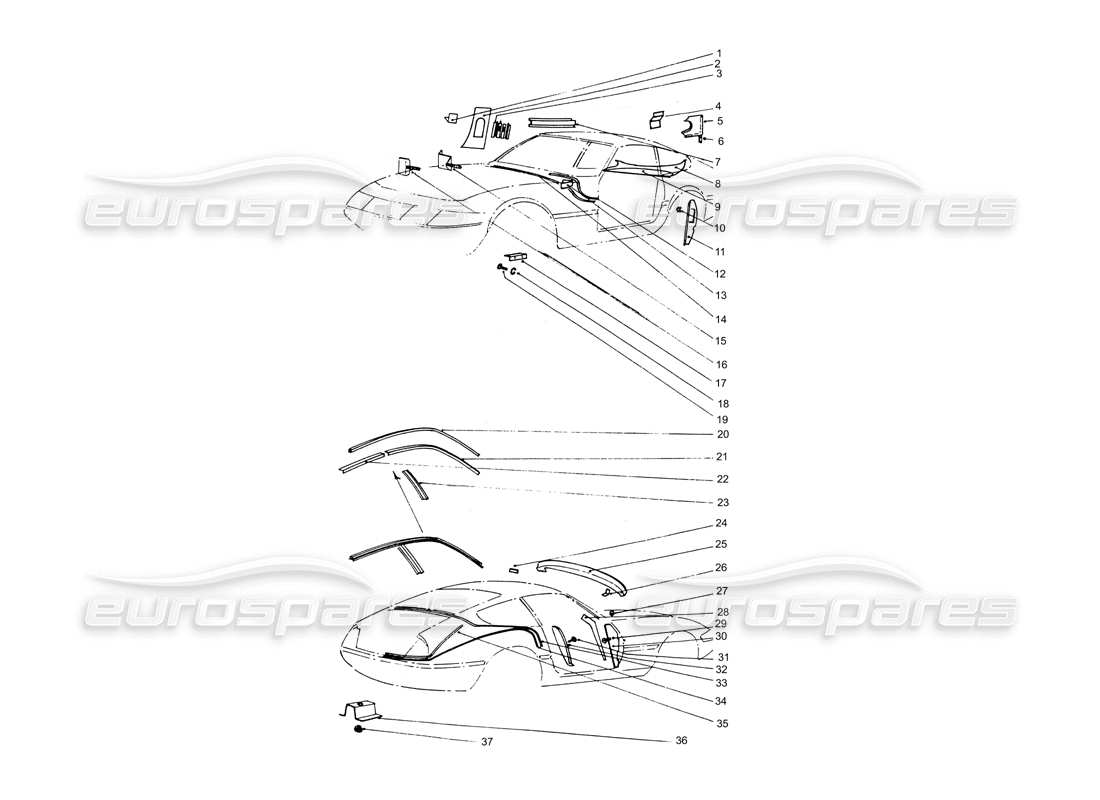 Ferrari 365 GTB4 Daytona (Coachwork) Sheilds & Coverings Part Diagram
