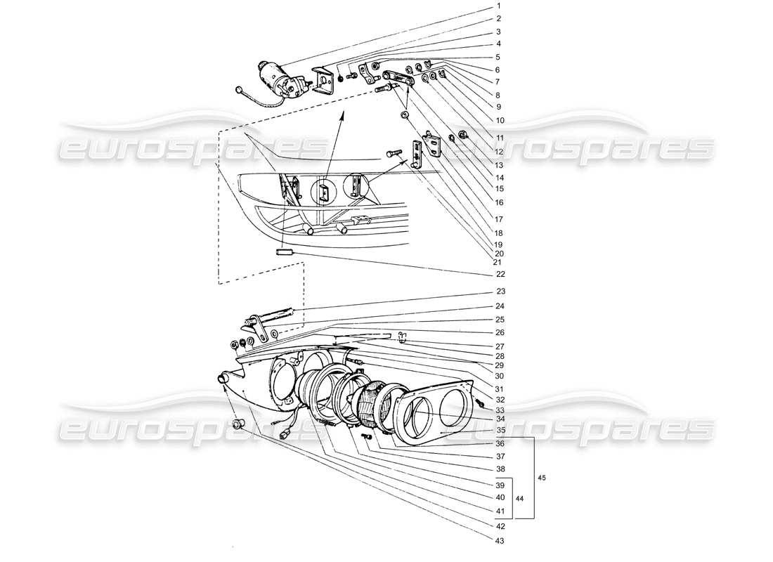 Ferrari 365 GTB4 Daytona (Coachwork) Front head lights & Motor Part Diagram