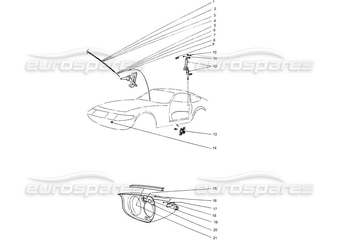 Ferrari 365 GTB4 Daytona (Coachwork) Headlight pod heater slider Part Diagram