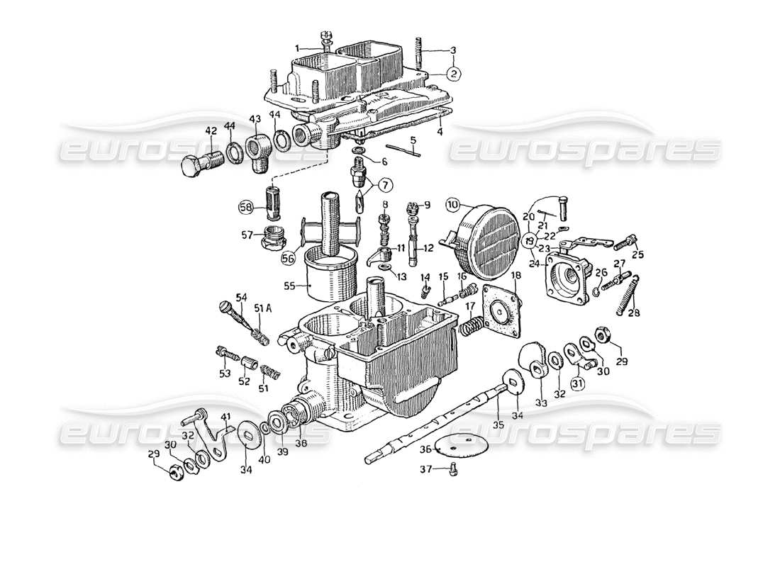 Ferrari 275 GTB4 Weber Carburettor (40 DCN 17) Part Diagram