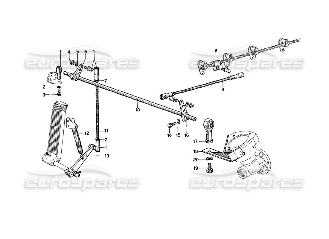 Ferrari 275 GTB4 Mechanic Throttle Control Part Diagram