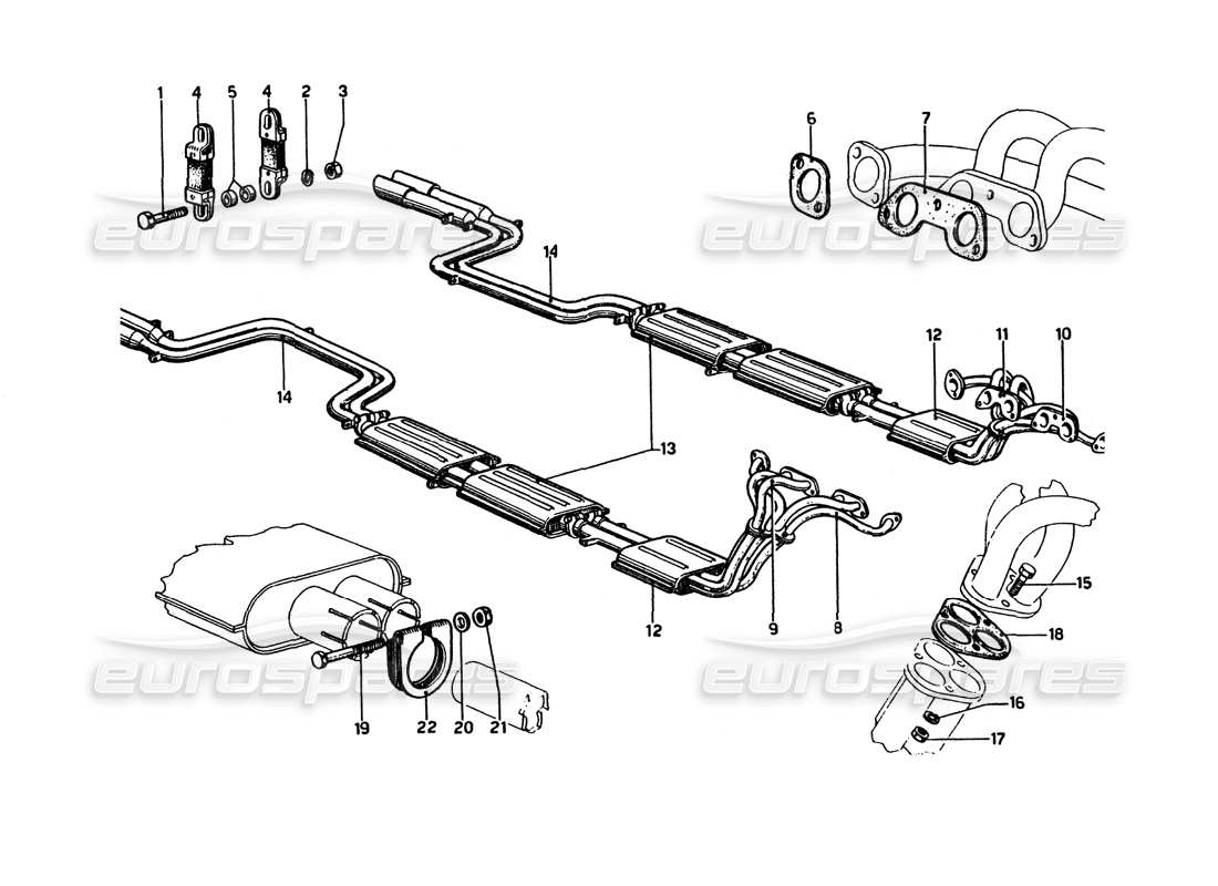 Ferrari 275 GTB4 Exhaust Pipes Assembly Part Diagram