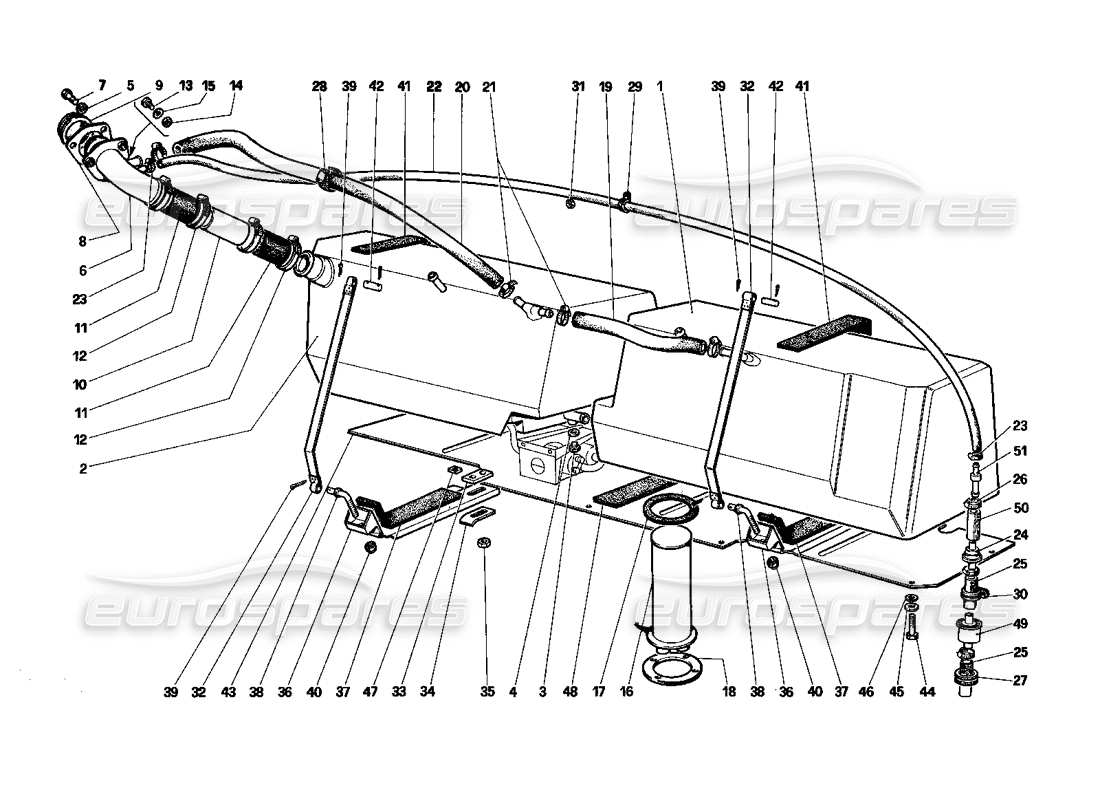 Ferrari Testarossa (1990) Fuel Tanks (Not for US - SA and CH88) Part Diagram
