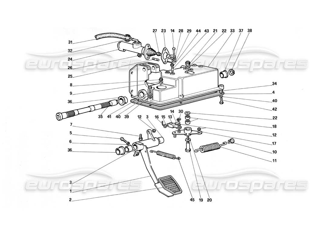 Ferrari Testarossa (1990) clutch release control Part Diagram