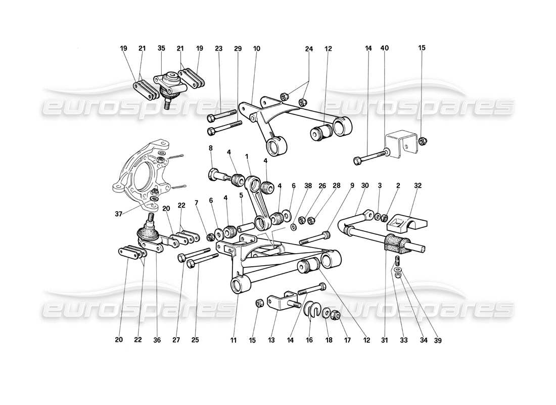 Ferrari Testarossa (1990) Front SUSpension - Wishbones (Until Car No. 75995) Part Diagram