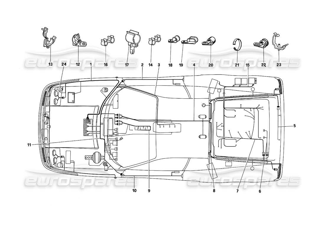 Ferrari Testarossa (1990) Electric System Part Diagram
