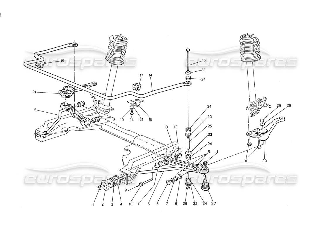 Maserati Biturbo 2.5 (1984) Front Suspension Part Diagram