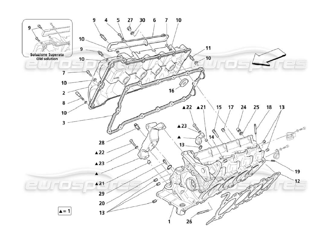 Maserati QTP. (2006) 4.2 RH Cylinder Head Part Diagram
