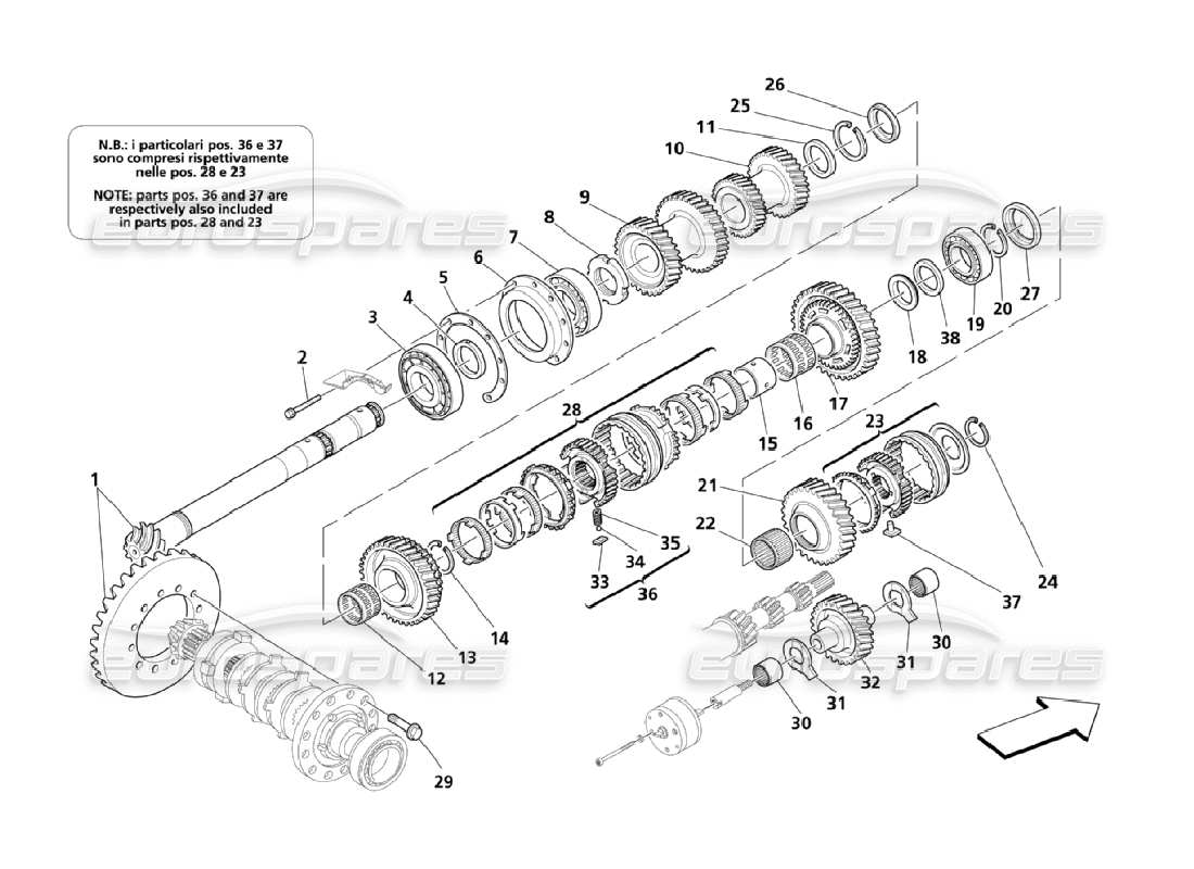 Maserati QTP. (2006) 4.2 Lay Shaft Gears Part Diagram