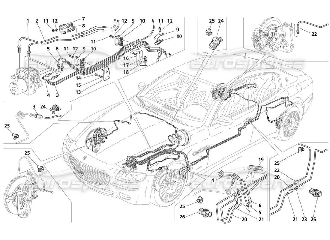 Maserati QTP. (2006) 4.2 Piping (Page 1-4) Part Diagram