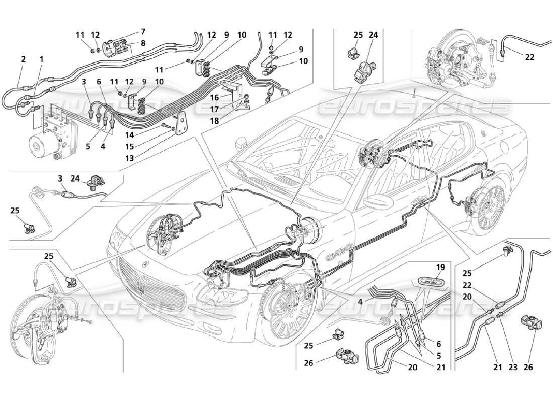 Maserati QTP. (2006) 4.2 Piping (Page 2-4) Part Diagram