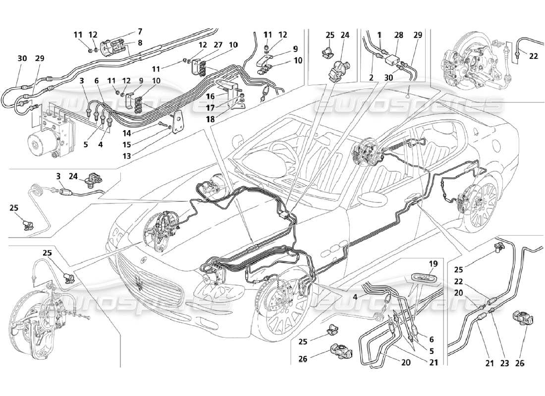 Maserati QTP. (2006) 4.2 Piping (Page 4-4) Part Diagram