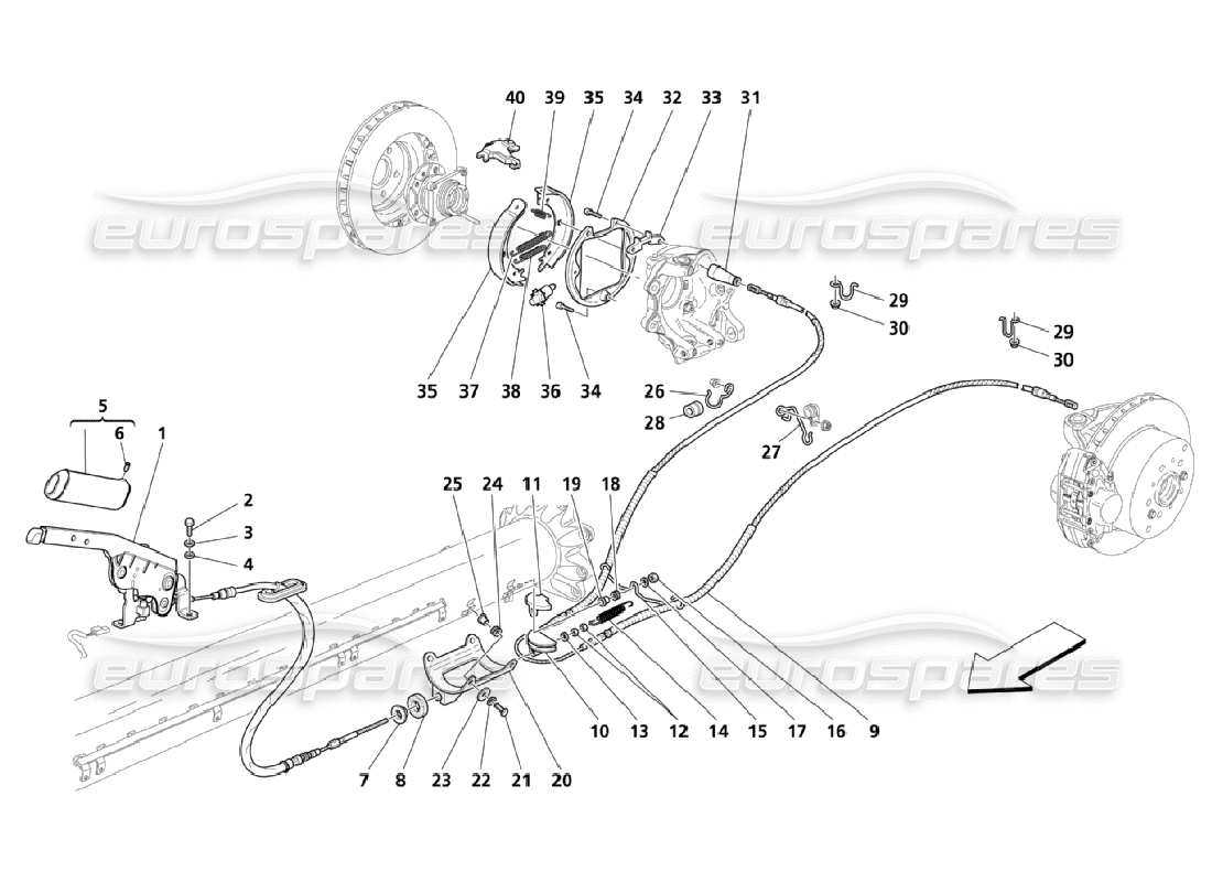 Maserati QTP. (2006) 4.2 Hand-Brake Control Part Diagram